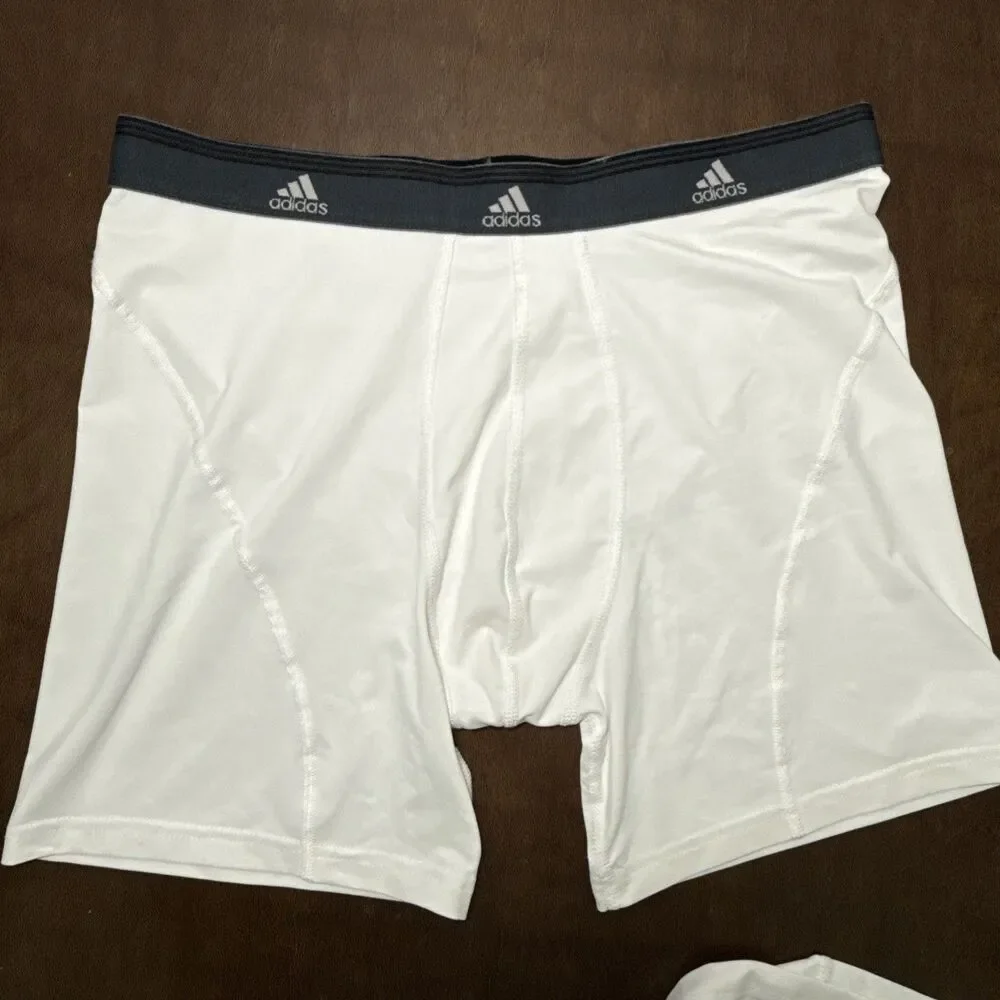 Lot of 2 Adidas Climalite Stretch Boxer Briefs White Men's Size L 36-38 NEW